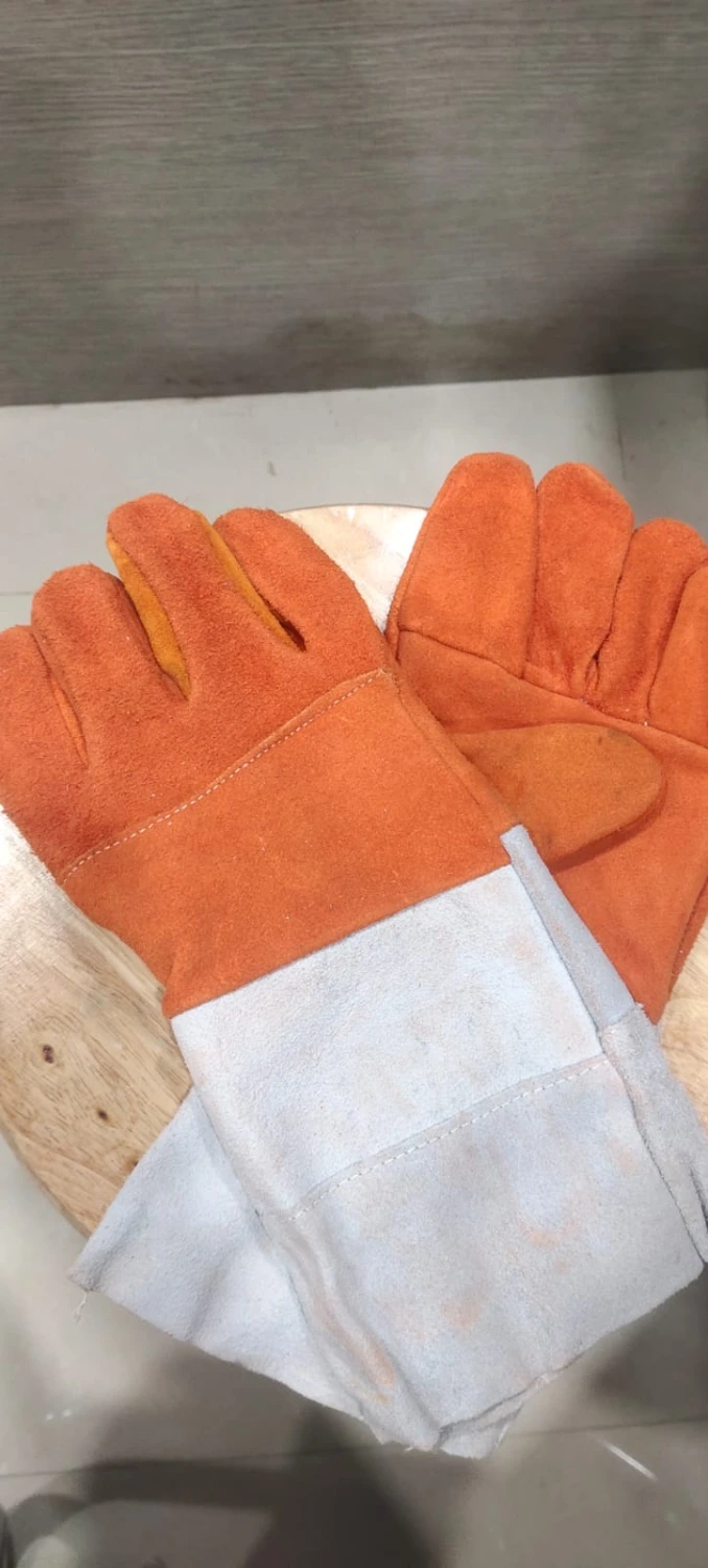 Leather Safety Hand Gloves XL Size | Durable Work Gloves for Industrial Use