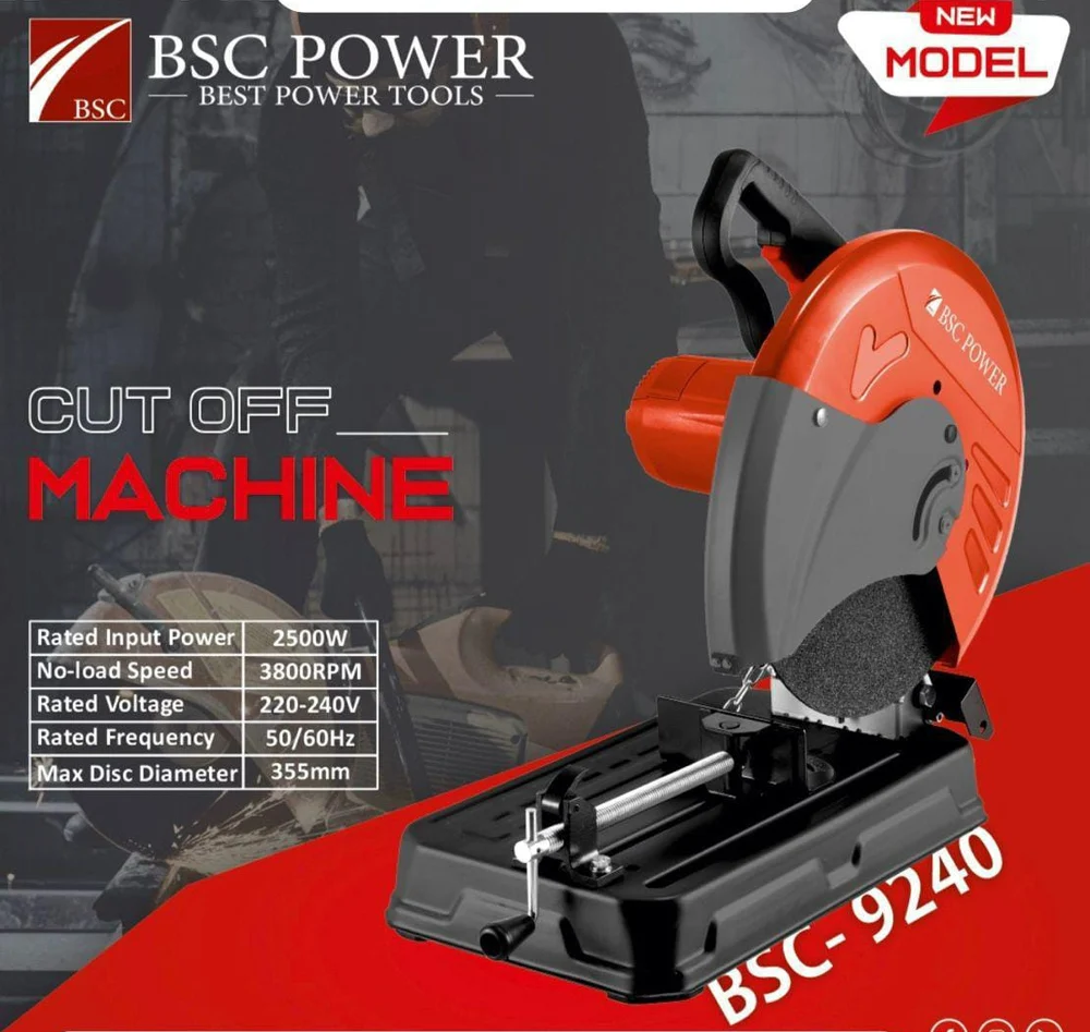 BSC POWER BSC-COM-9280 CUT OFF SAW, 2500W | 3800RPM CHOP SAW, POWER SAW WITH HEAVY DUTY STEEL BASE, ELECTRIC CUT OFF SAW, PROFESSIONAL CUT OFF SAW MACHINE WITH 1PCS 355MM CUTTING DISC