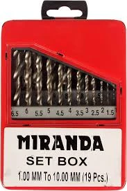 MIRANDA TOOLS Standard Jobber Drill Set (19 Pcs, Size Range 1 to 10 mm)