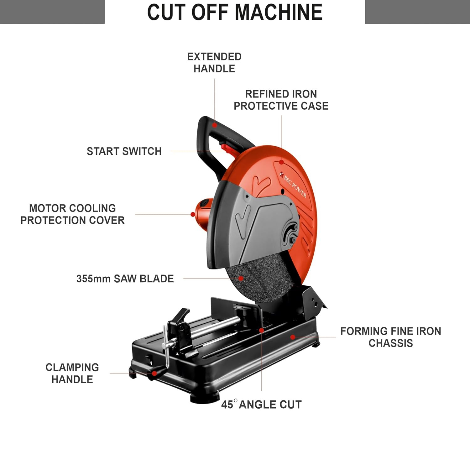 BSC POWER 2800 W Cut Off Machine 355 mm Disc 3900 RPM