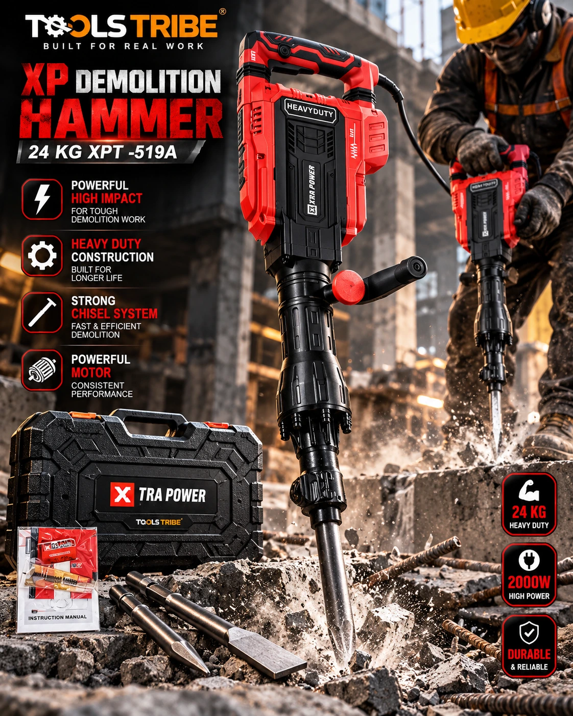 XP DEMOLITION HAMMER 24 KG XPT -519A