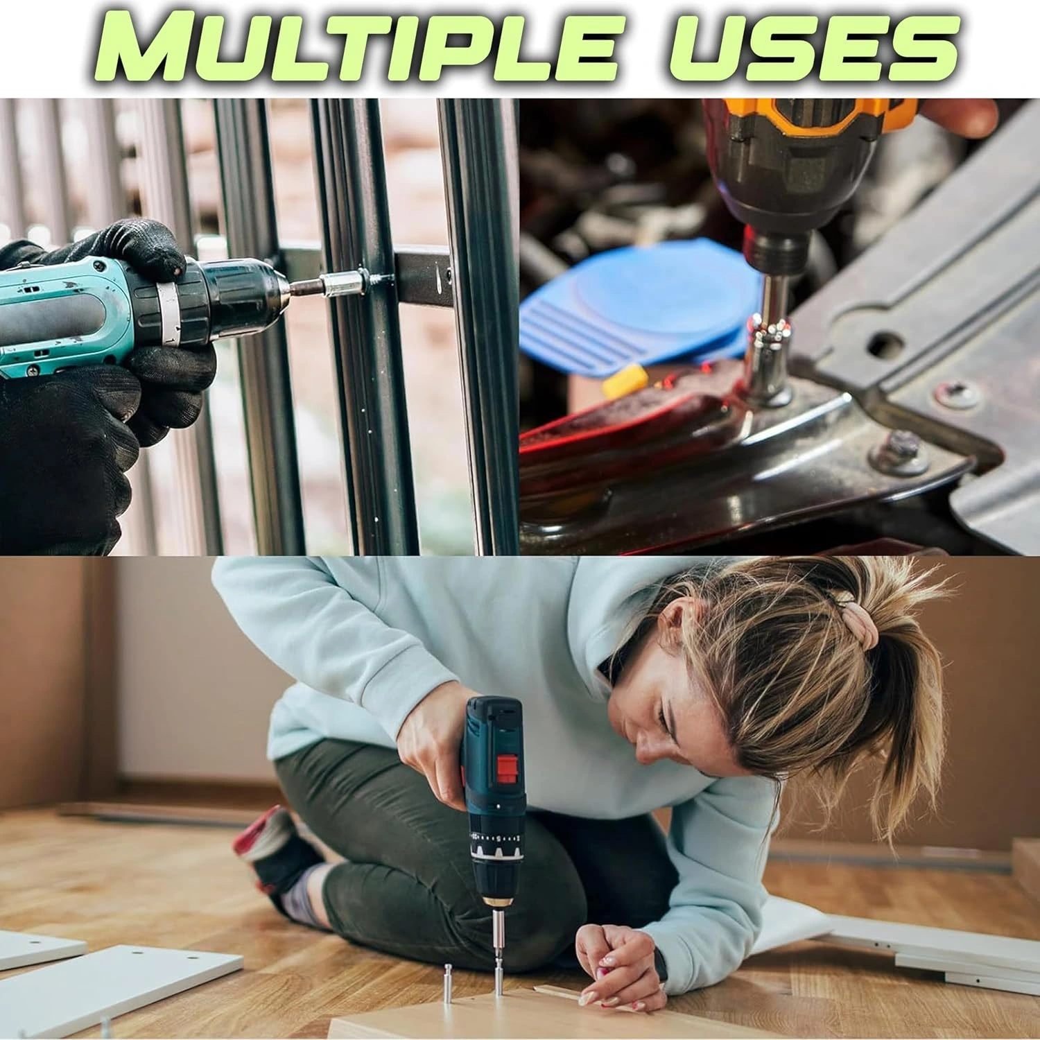 Digital Craft 5Pcs Magnetic Nut Driver Set 10mm – 65mm Long Hex Bits with 1/4-Inch Shank, Hardened Steel, Strong Magnet Grip for Drill & Impact Driver