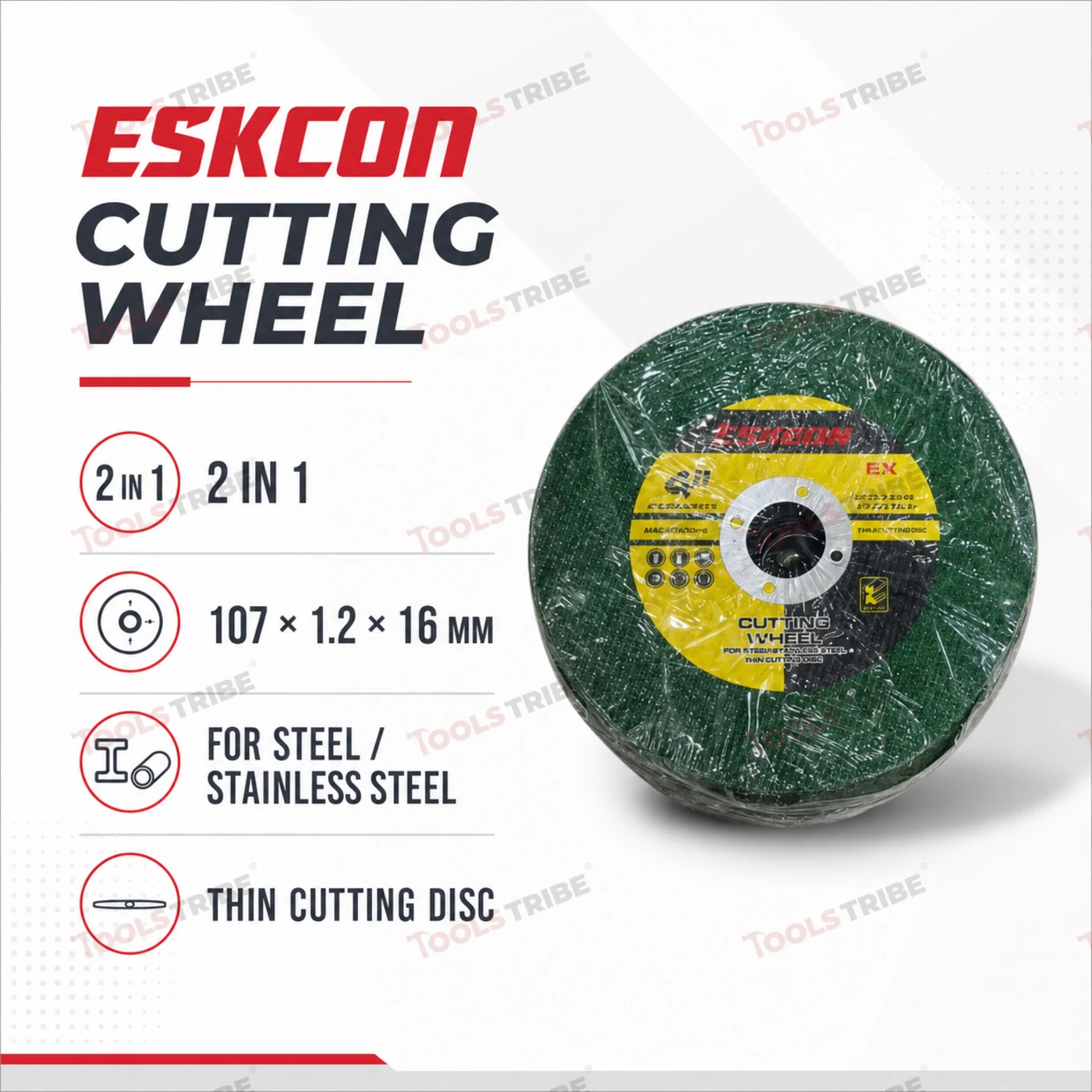 ESKCON 4 Inch 2-in-1 Cutting & Grinding Wheel, 1.2mm Thick, 16mm Bore - Pack of 50