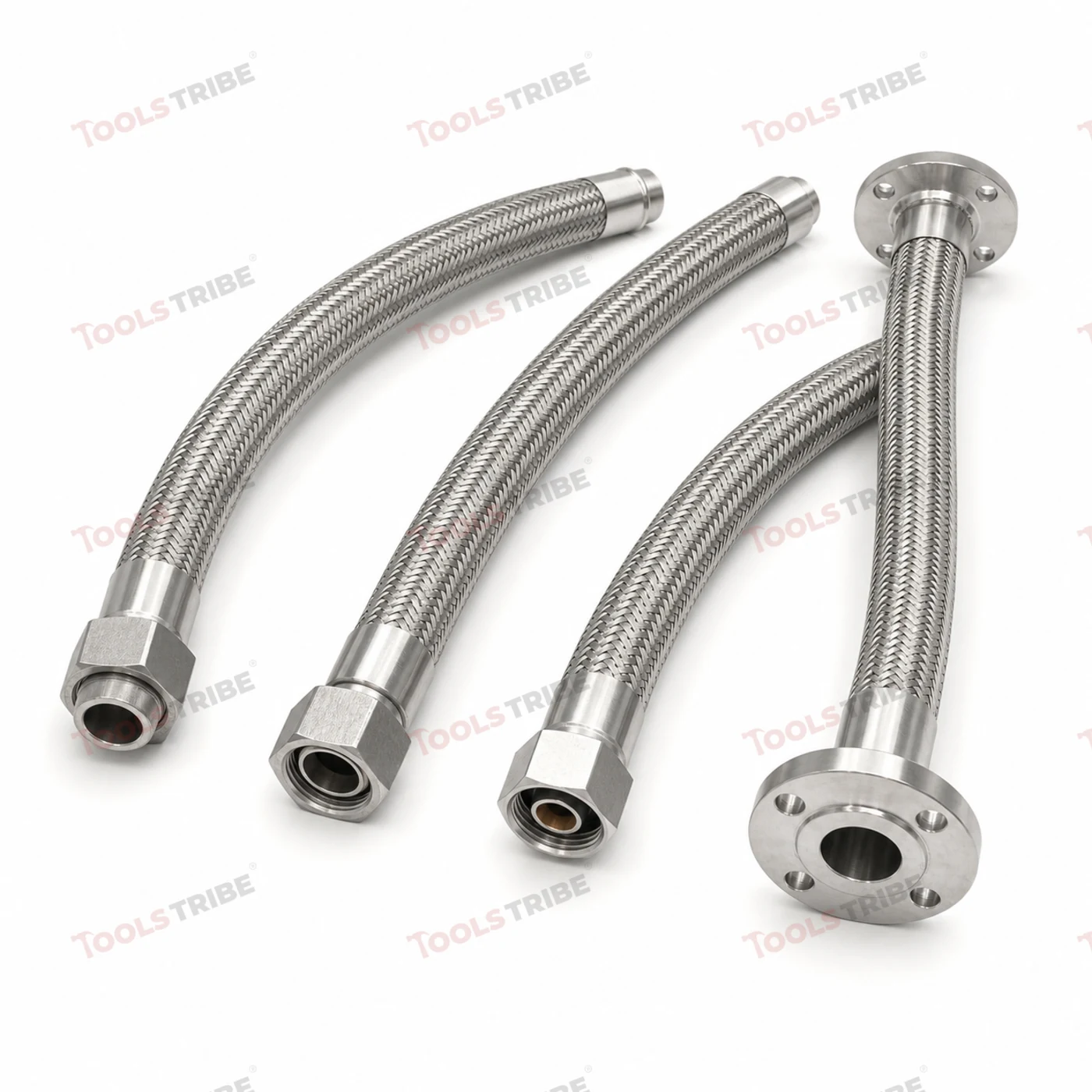 SS Corrugated Bellow Hose 1.1/4 Inch (32mm) MS BSP Threaded, 4 Ft Flexible Expansion Hose