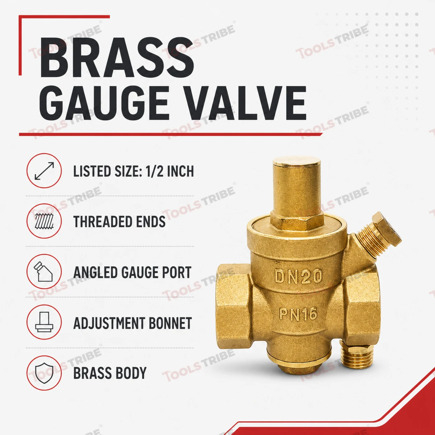 VALVE 1/2 BRASS GAUGE