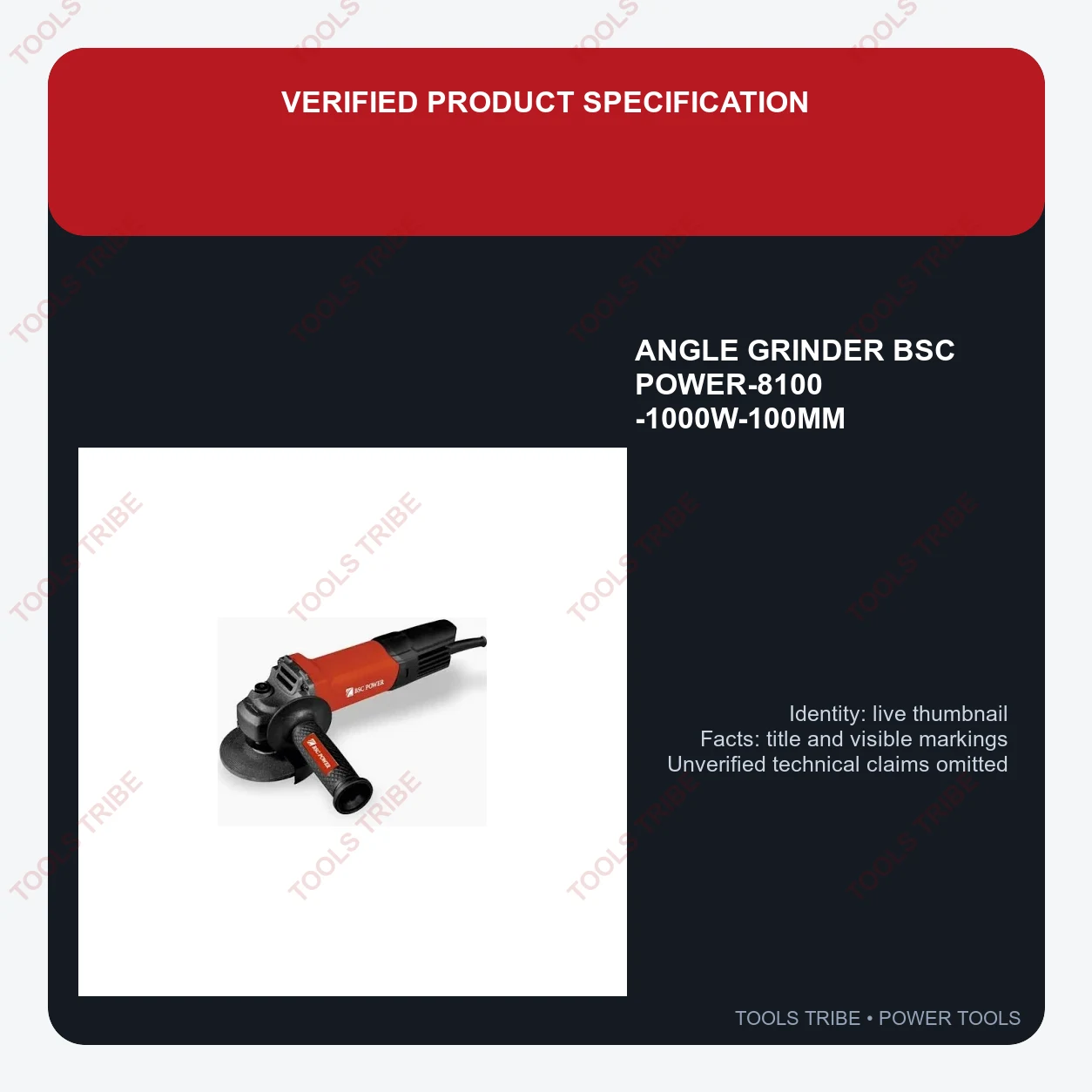 ANGLE GRINDER BSC POWER-8100 -1000W-100MM