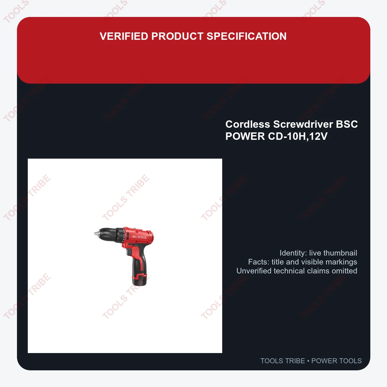 Cordless Screwdriver BSC POWER CD-10H,12V
