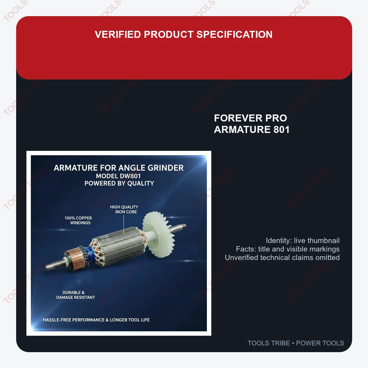 Armature 801 – Compatible Replacement for 801 Angle Grinder | High-Performance Copper Armature | Durable & Long-Lasting Spare Part