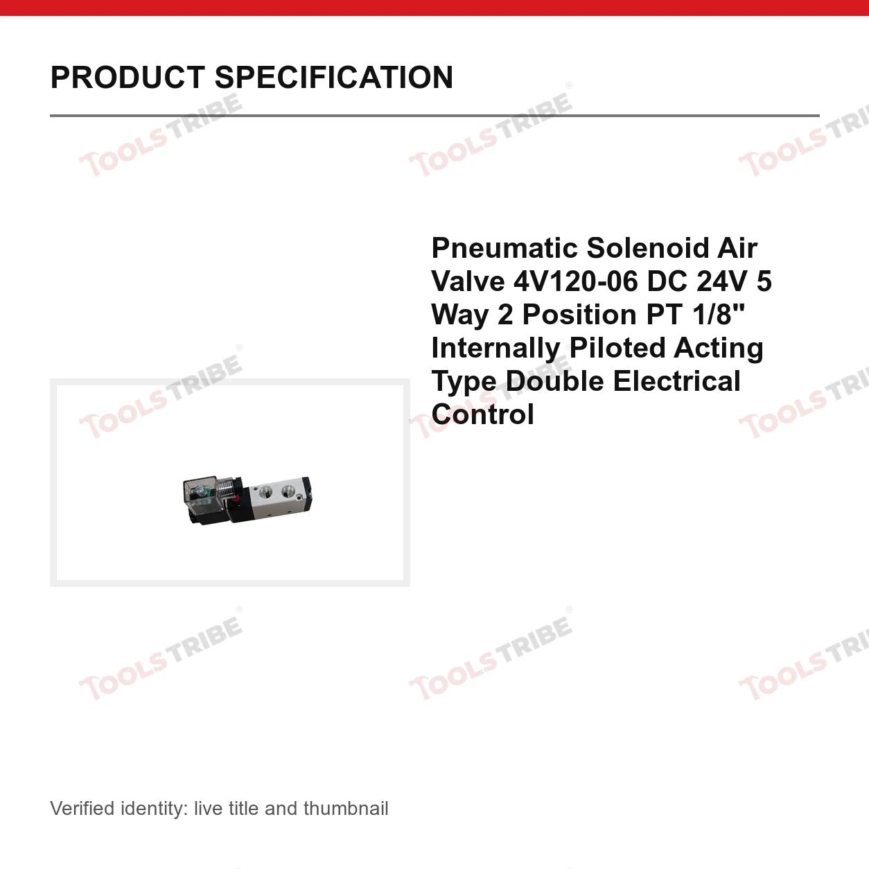 Pneumatic Solenoid Air Valve 4V120-06 DC 24V 5 Way 2 Position PT 1/8" Internally Piloted Acting Type Double Electrical Control