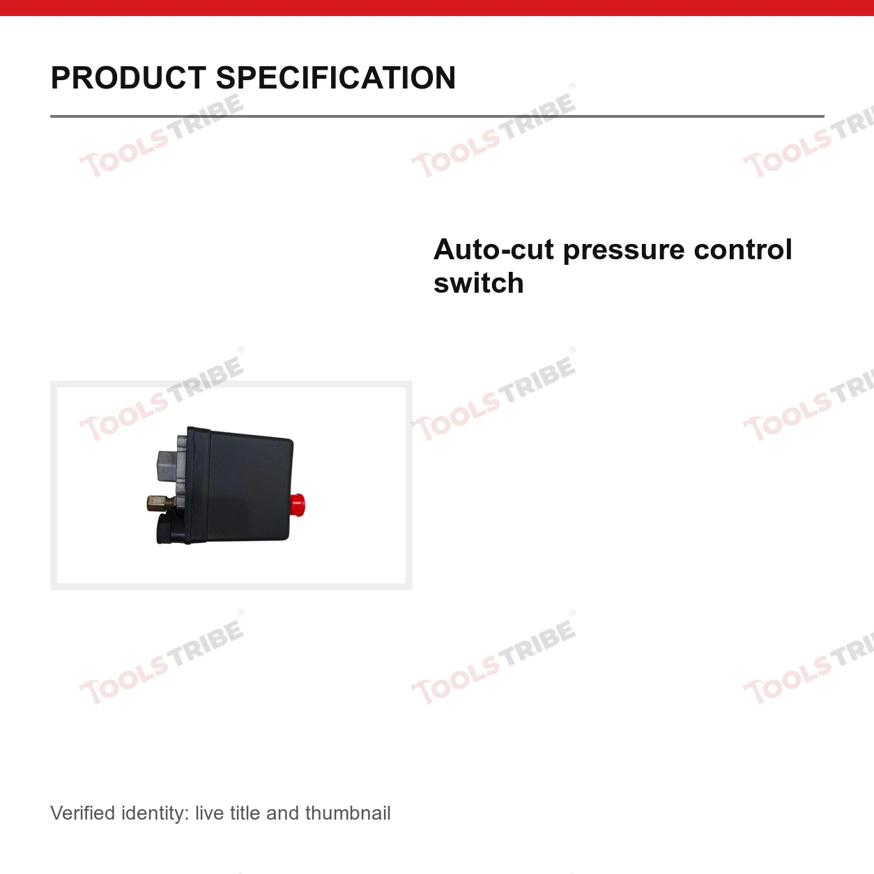 Auto Cut Pressure Switch (Single Way) for Air Compressor | Automatic Air Pressure Control Switch | Durable & Easy-to-Install | Suitable for Air Pump &