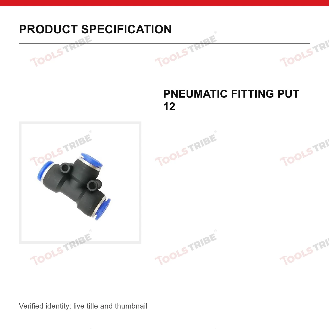 Push In Fitting PU Equal TEE Connector 12mm for Pneumatic Pipe Connection