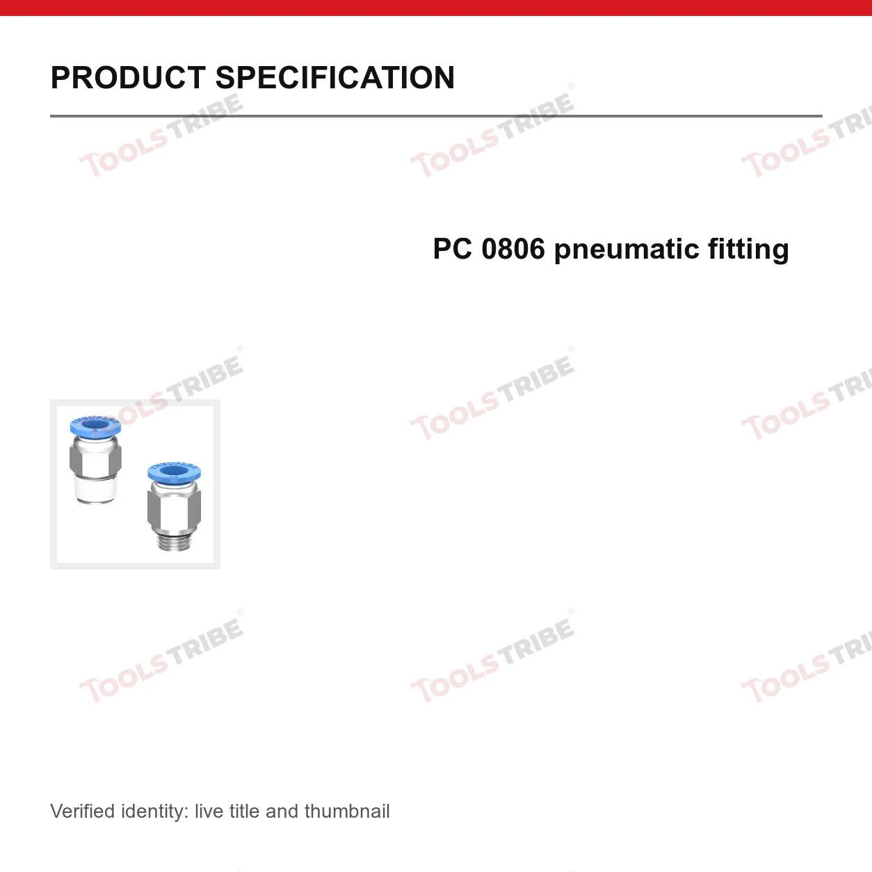 PC 0806 pneumatic fitting