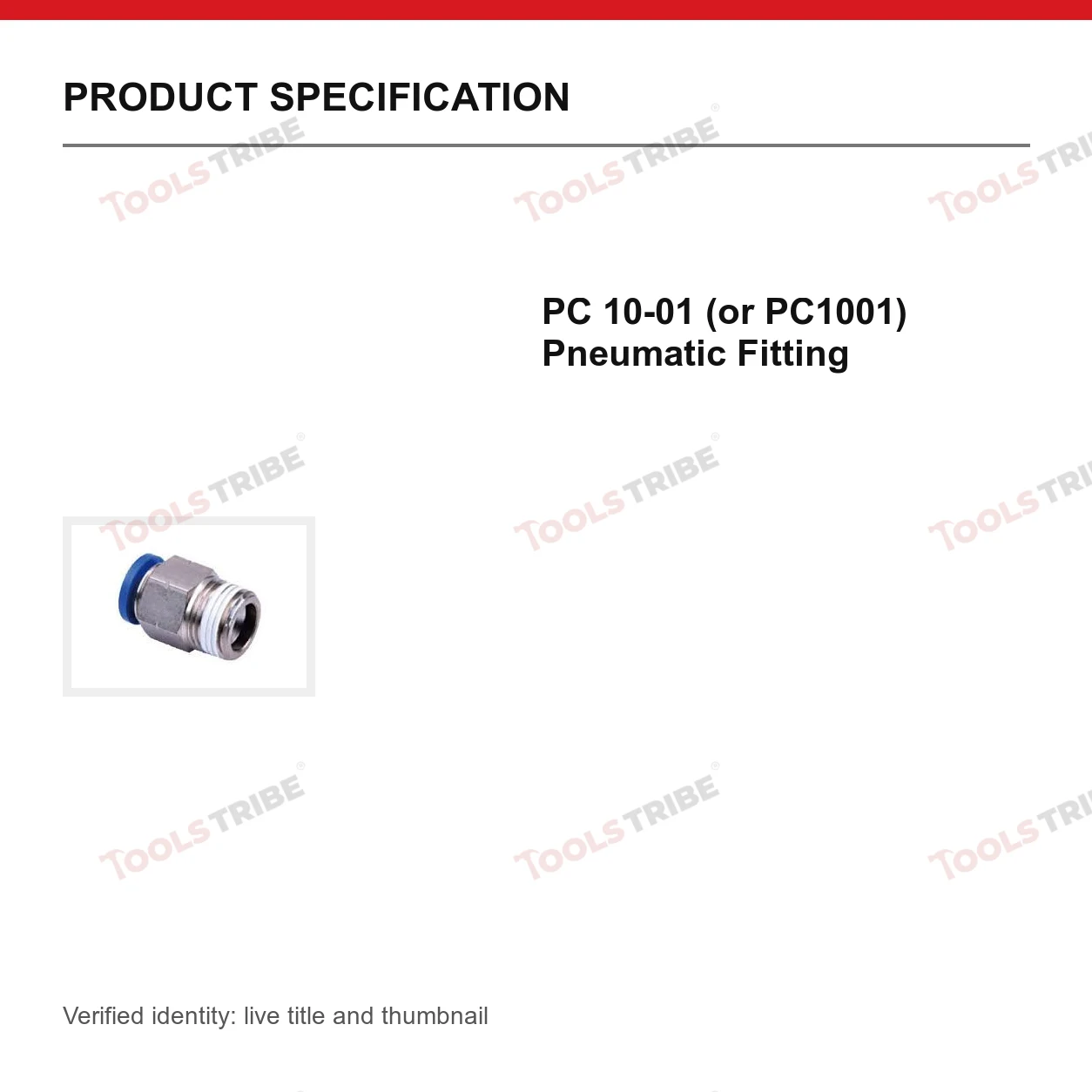 PC 10-01 (or PC1001) Pneumatic Fitting