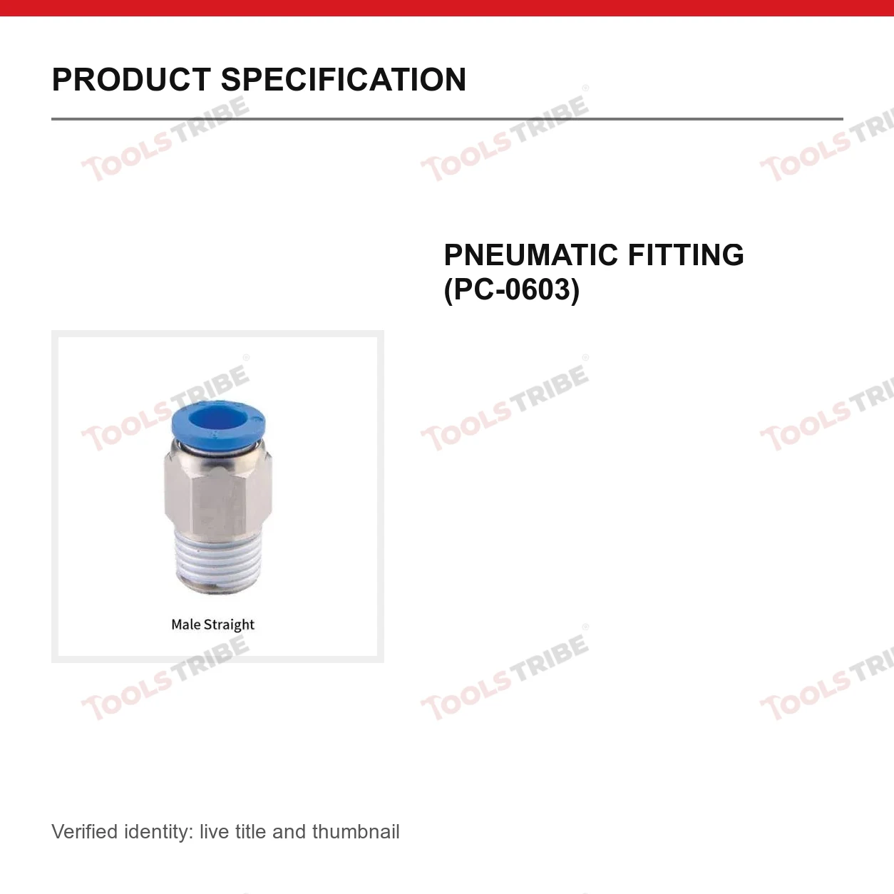 PNEUMATIC FITTING (PC-0603)