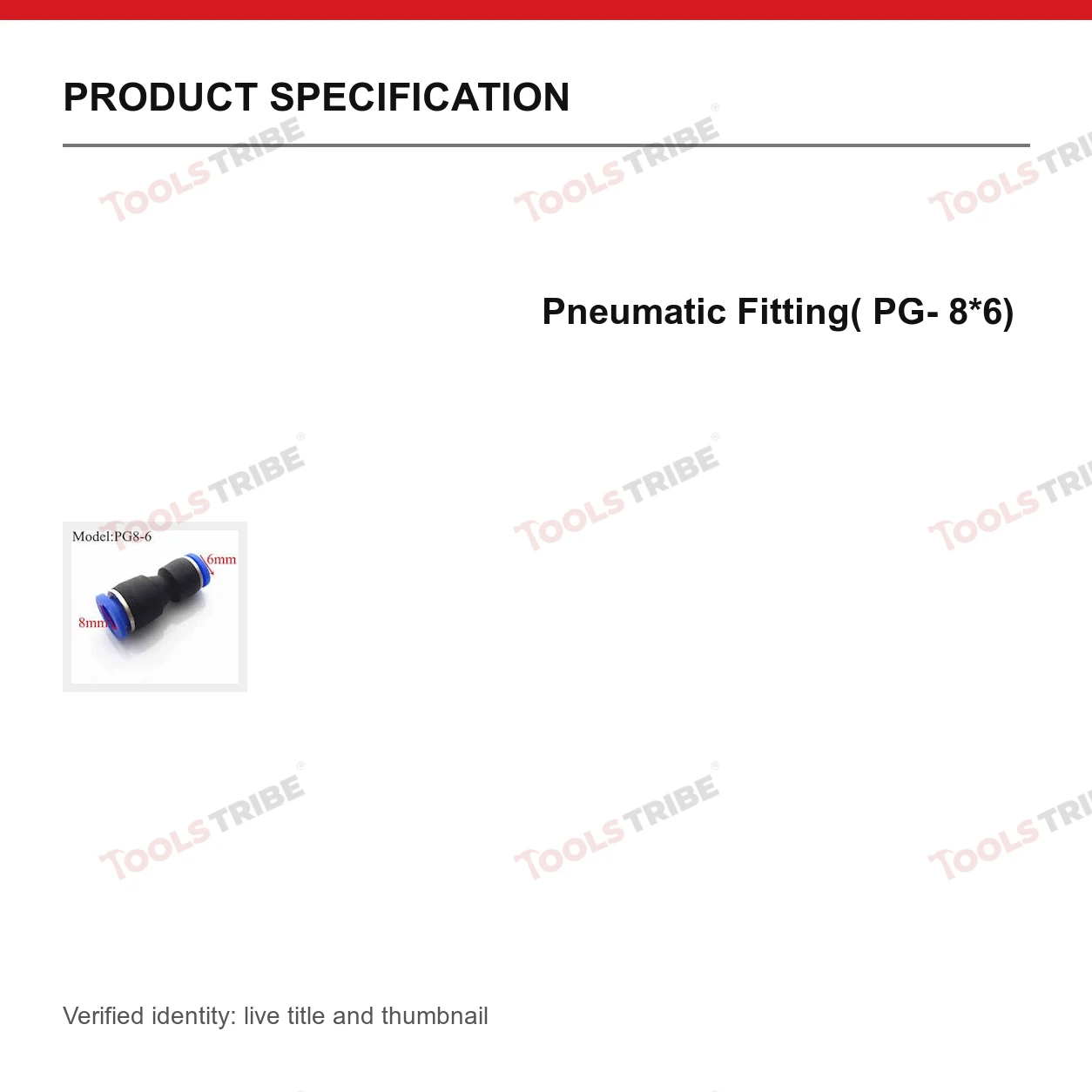 Pneumatic Fitting( PG- 8*6)