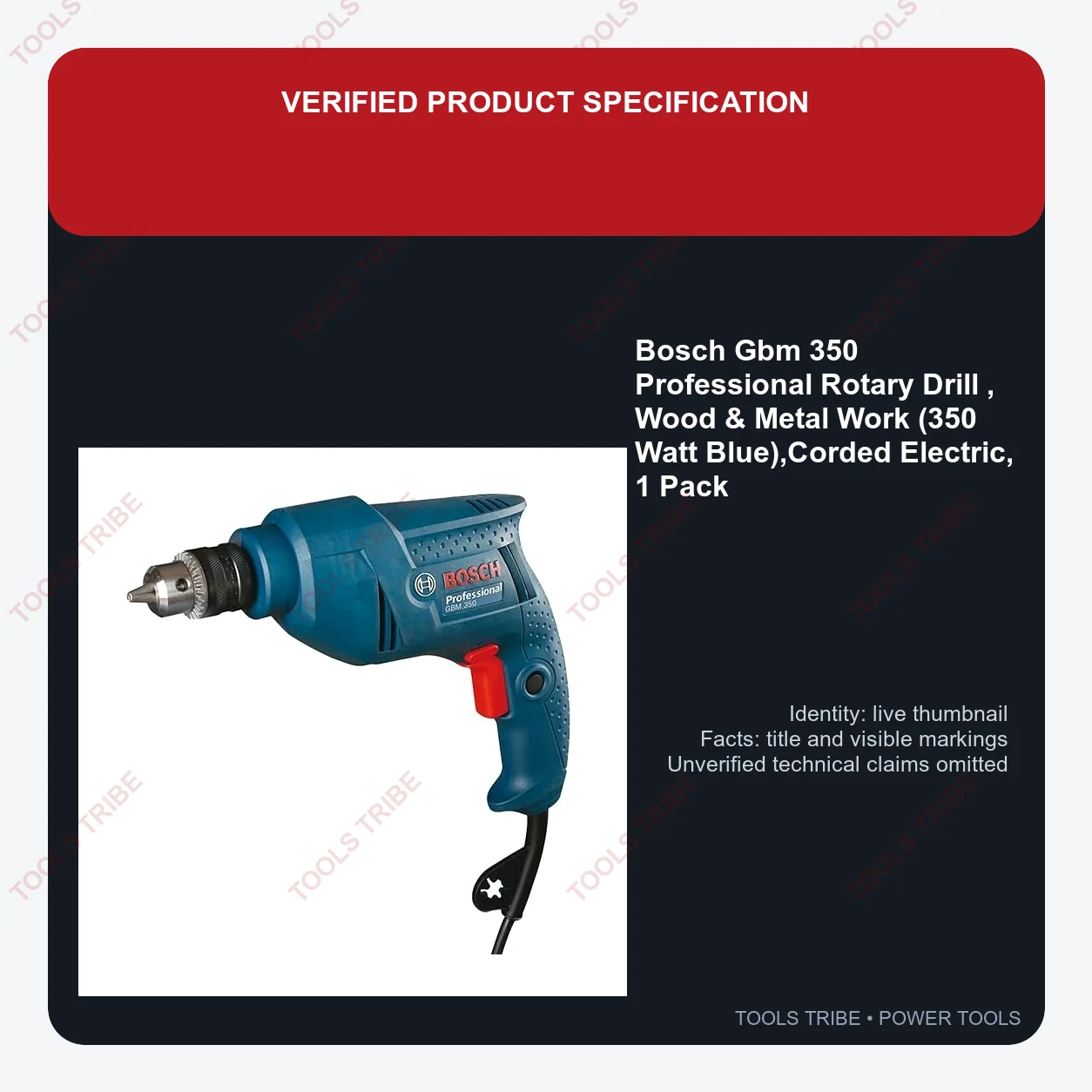Bosch Gbm 350 Professional Rotary Drill , Wood & Metal Work (350 Watt Blue),Corded Electric, 1 Pack