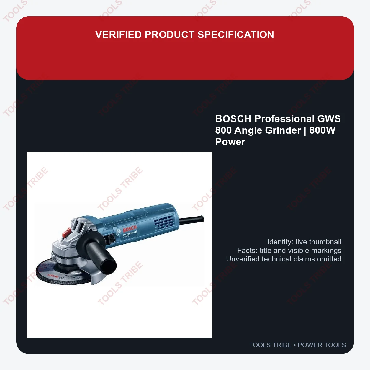 BOSCH Professional GWS 800 Angle Grinder | 800W Power