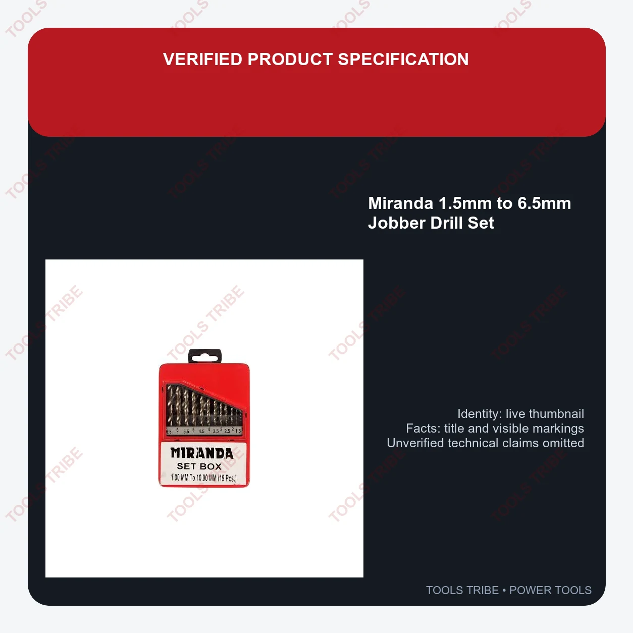 Miranda 1.5mm to 6.5mm Jobber Drill Set