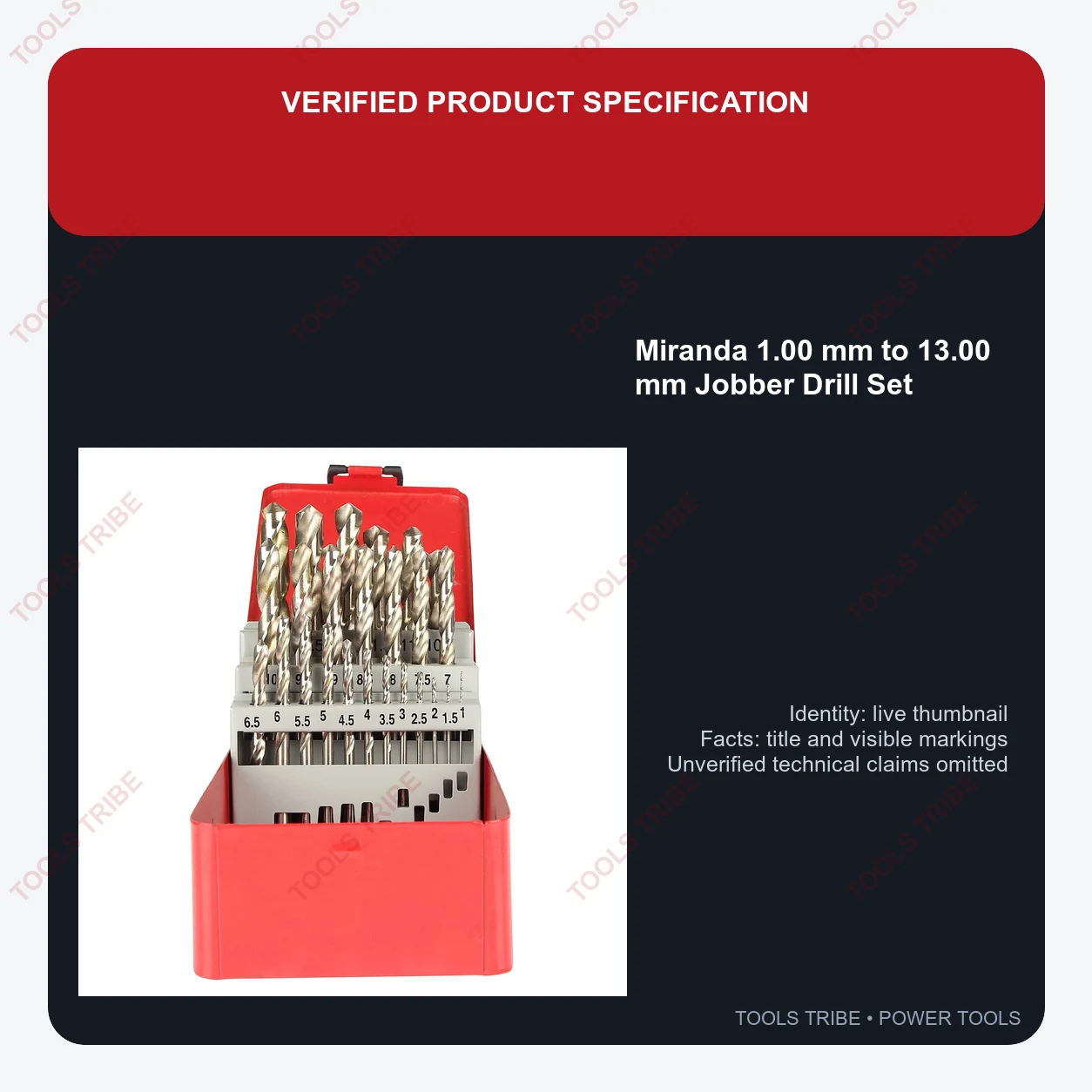 Miranda 1.00 mm to 13.00 mm Jobber Drill Set