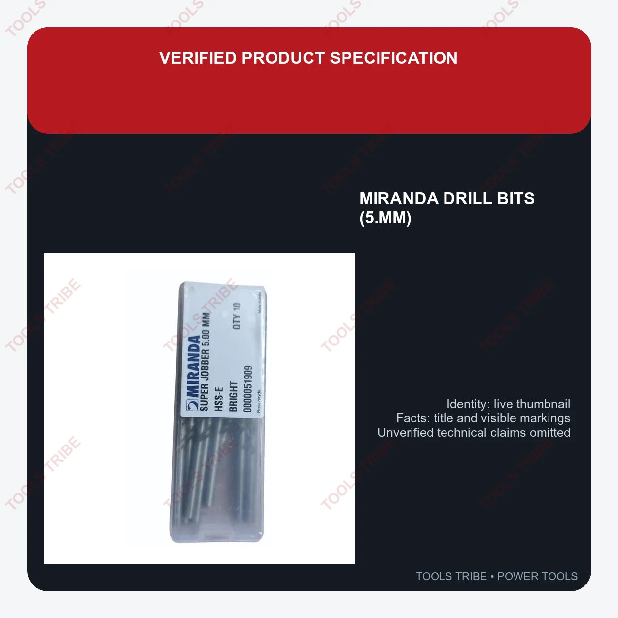 MIRANDA DRILL BITS  (5.MM)