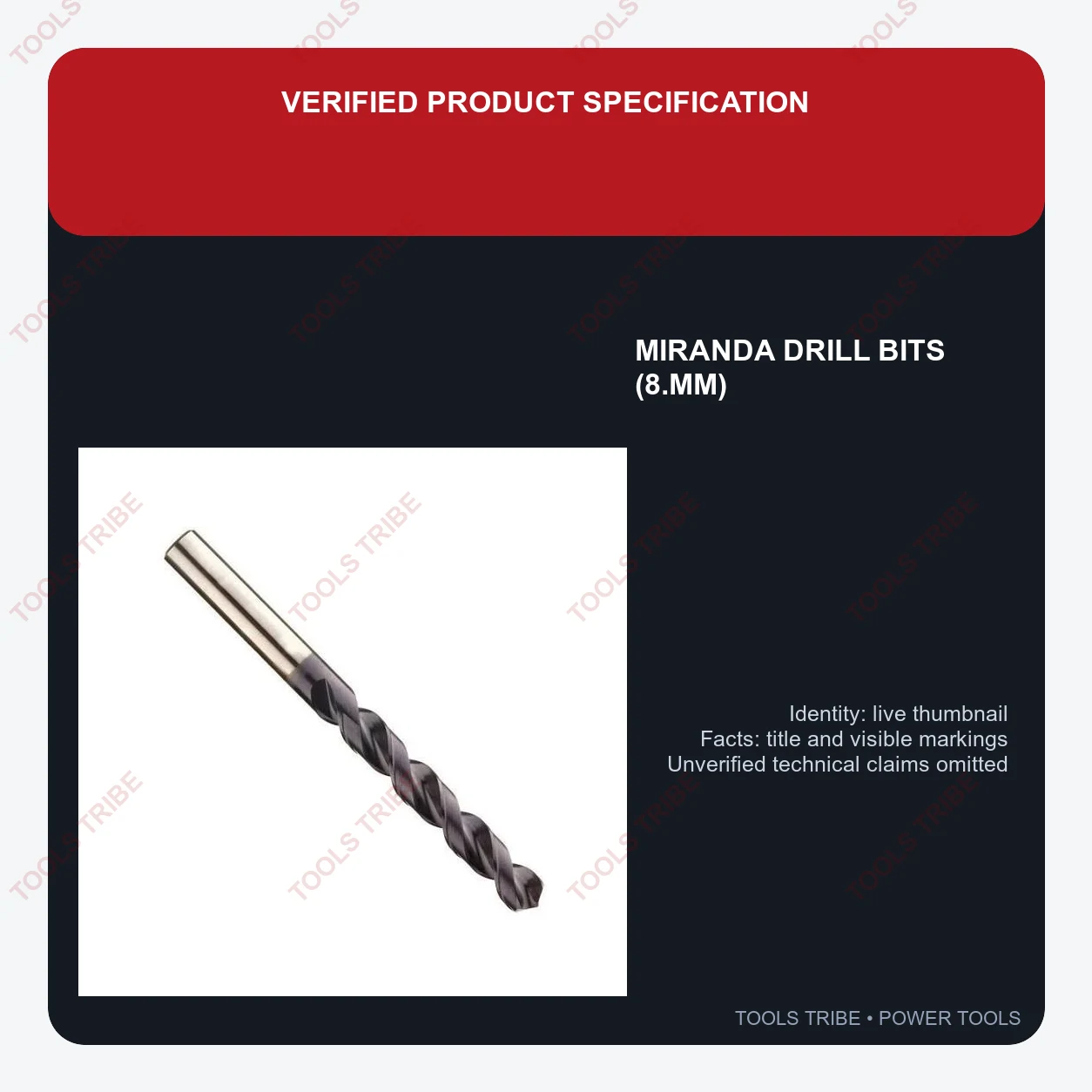 MIRANDA DRILL BITS  (8.MM)