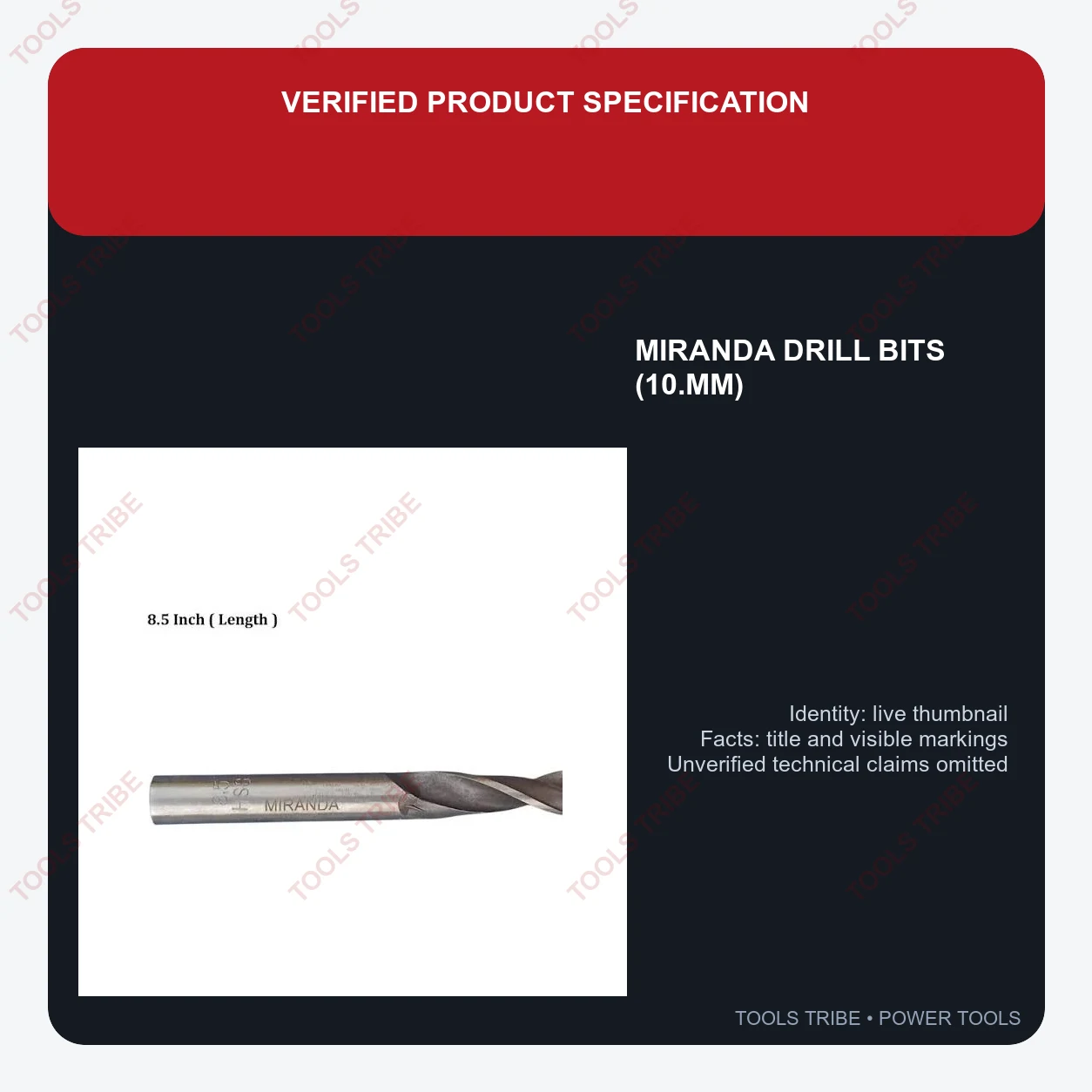 MIRANDA DRILL BITS  (10.MM)