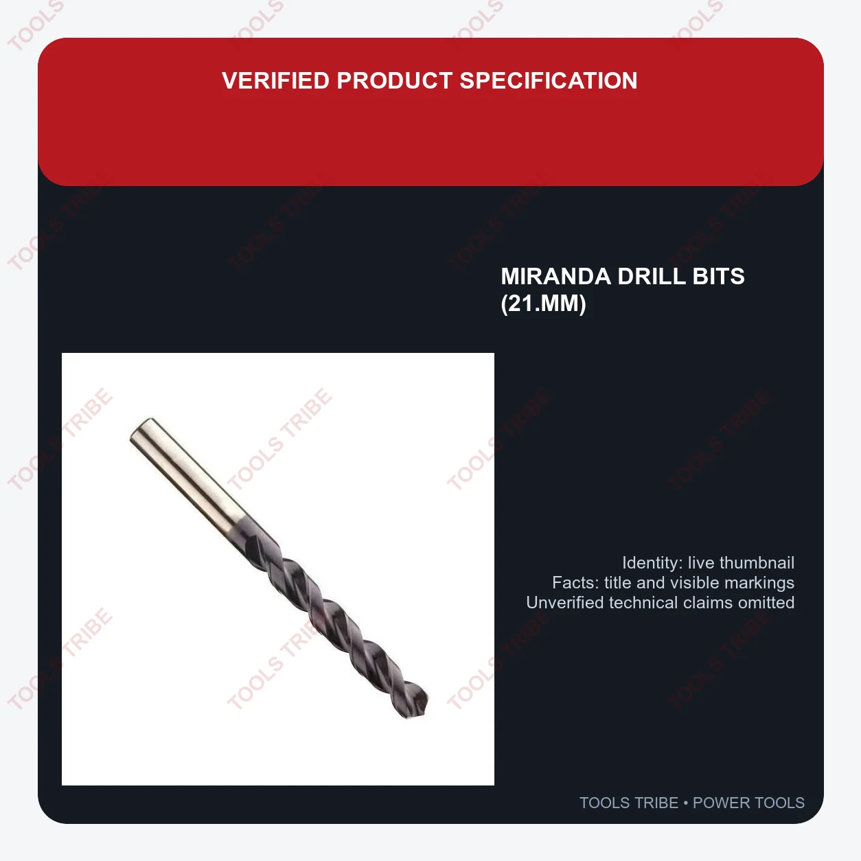 MIRANDA DRILL BITS  (21.MM)