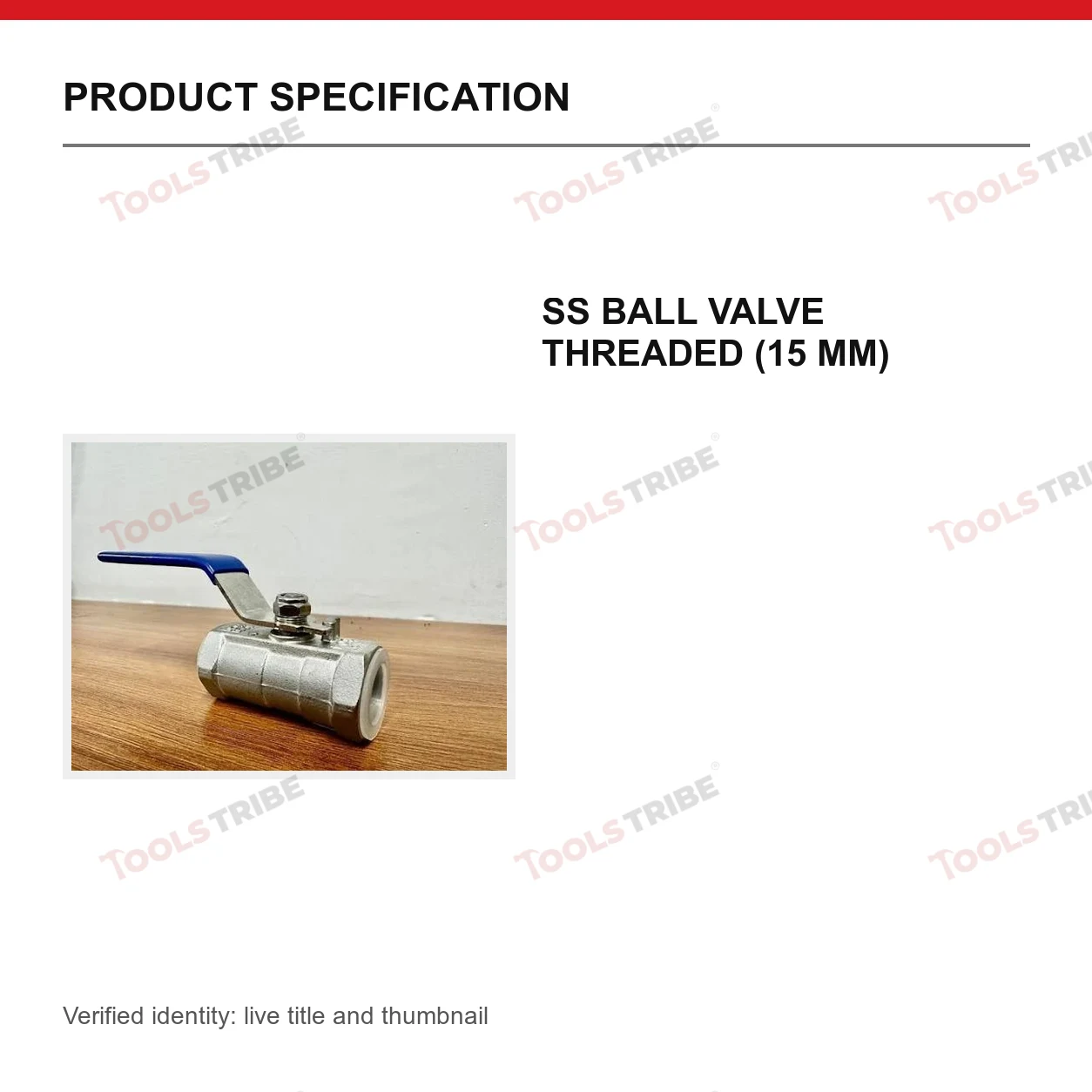 SS BALL VALVE THREADED (15 MM)
