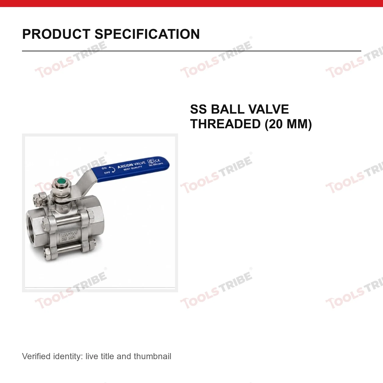 SS BALL VALVE THREADED (20 MM)
