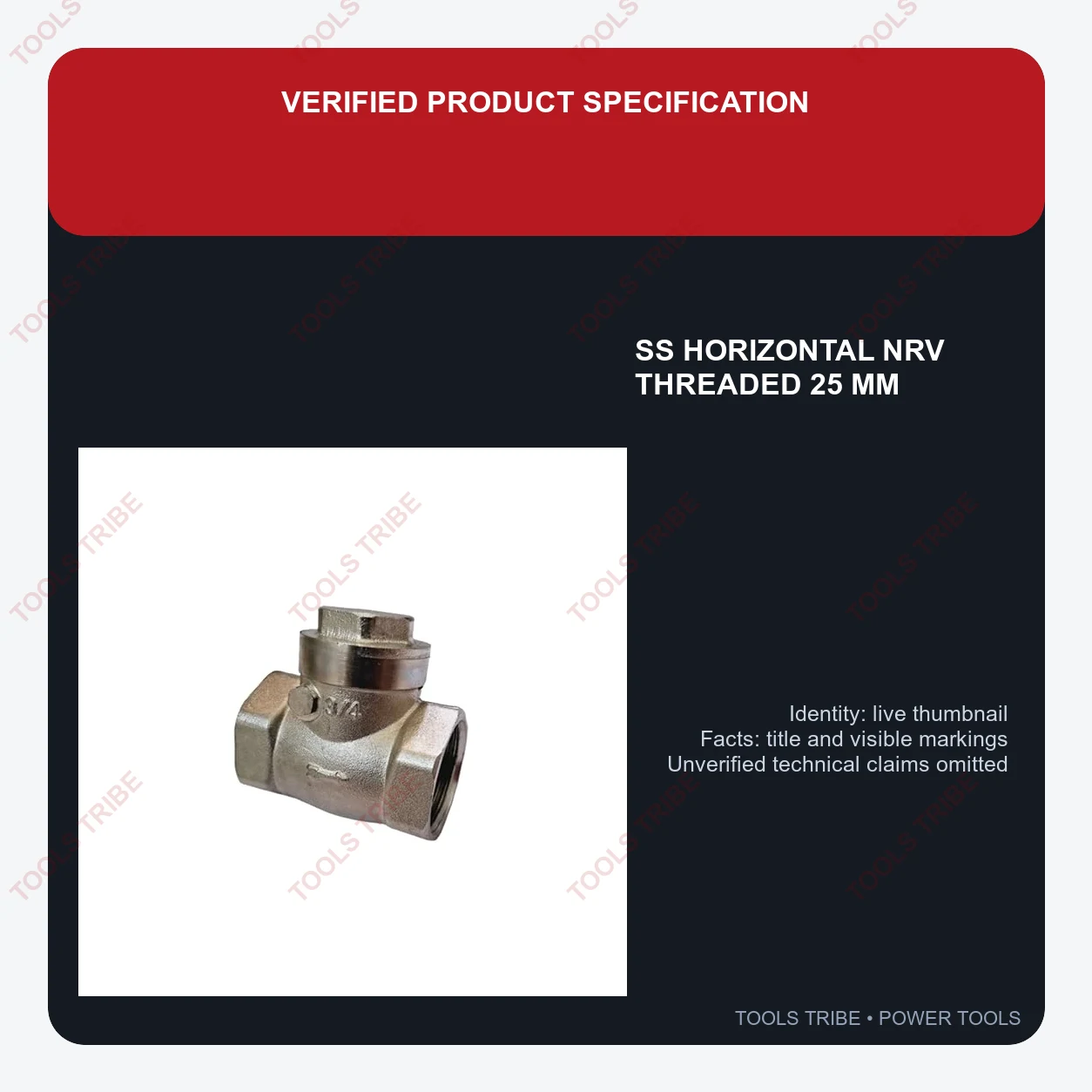 SS HORIZONTAL NRV THREADED 25 MM