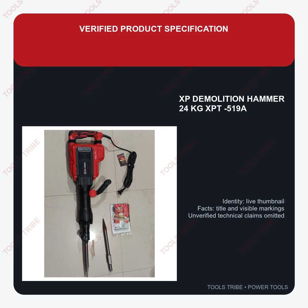 XP DEMOLITION HAMMER 24 KG XPT -519A