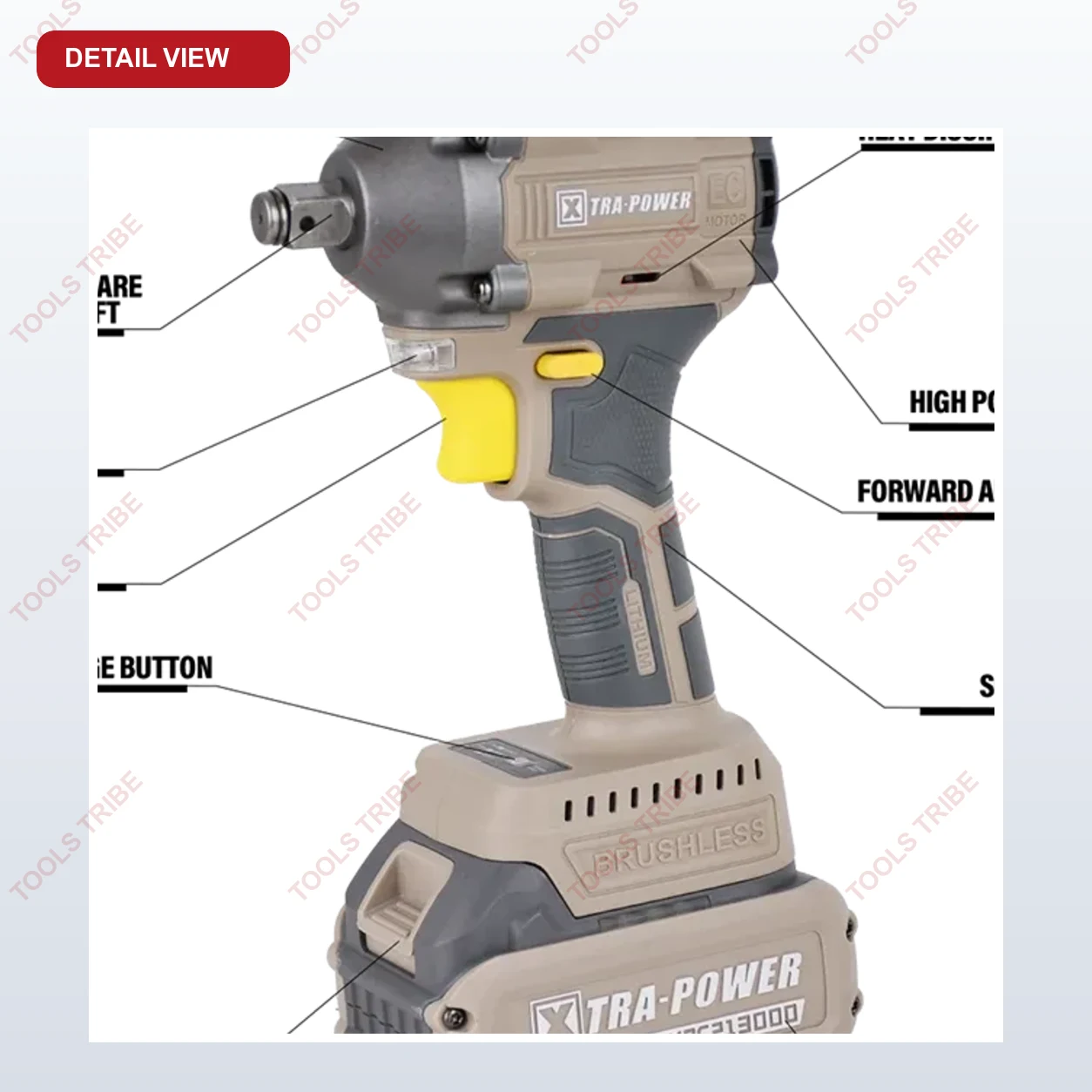 XTRA-POWER Cordless Brushless Impact Wrench XPC-IW-01 21V 320 N.M