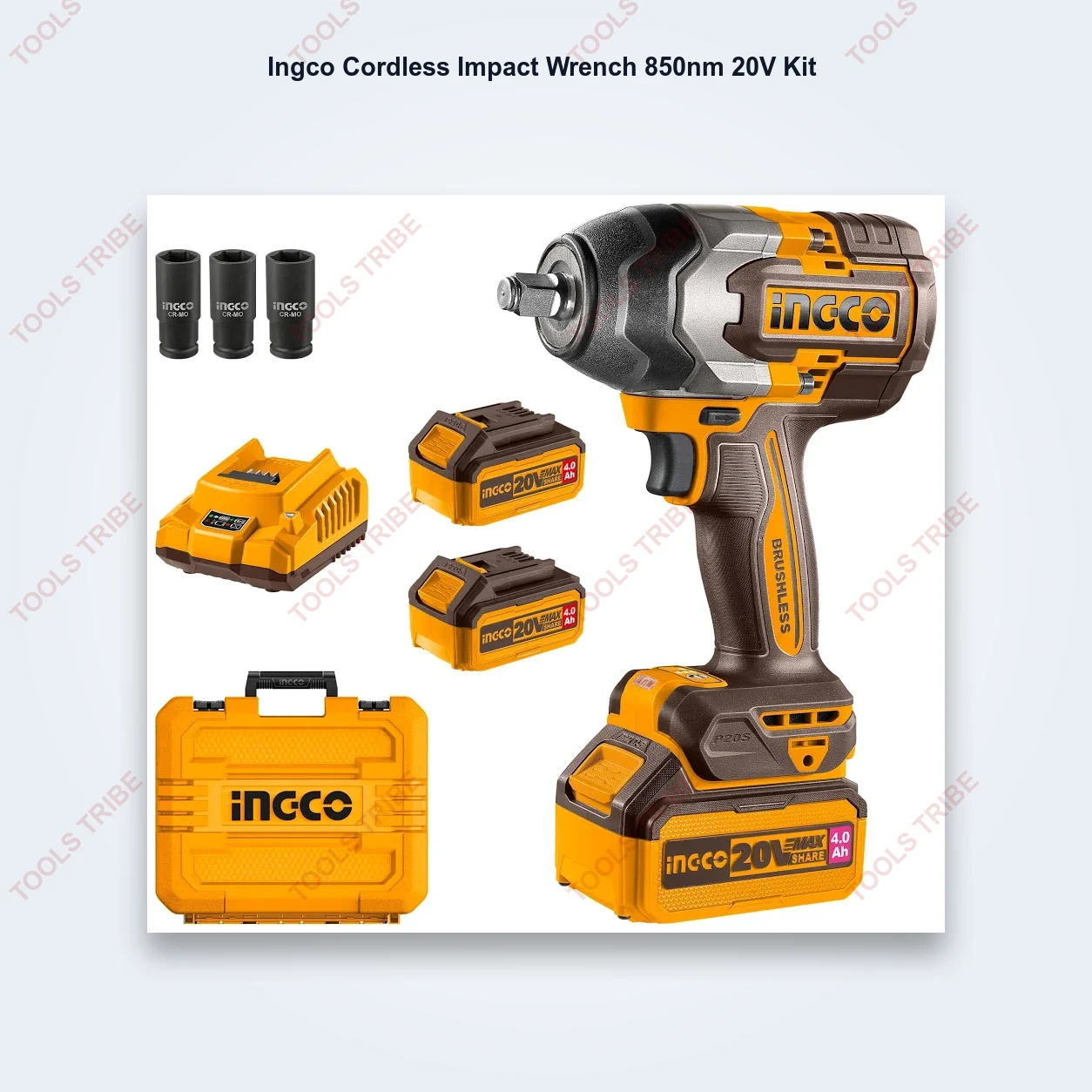 Ingco Cordless Impact Wrench 850nm 20V Kit