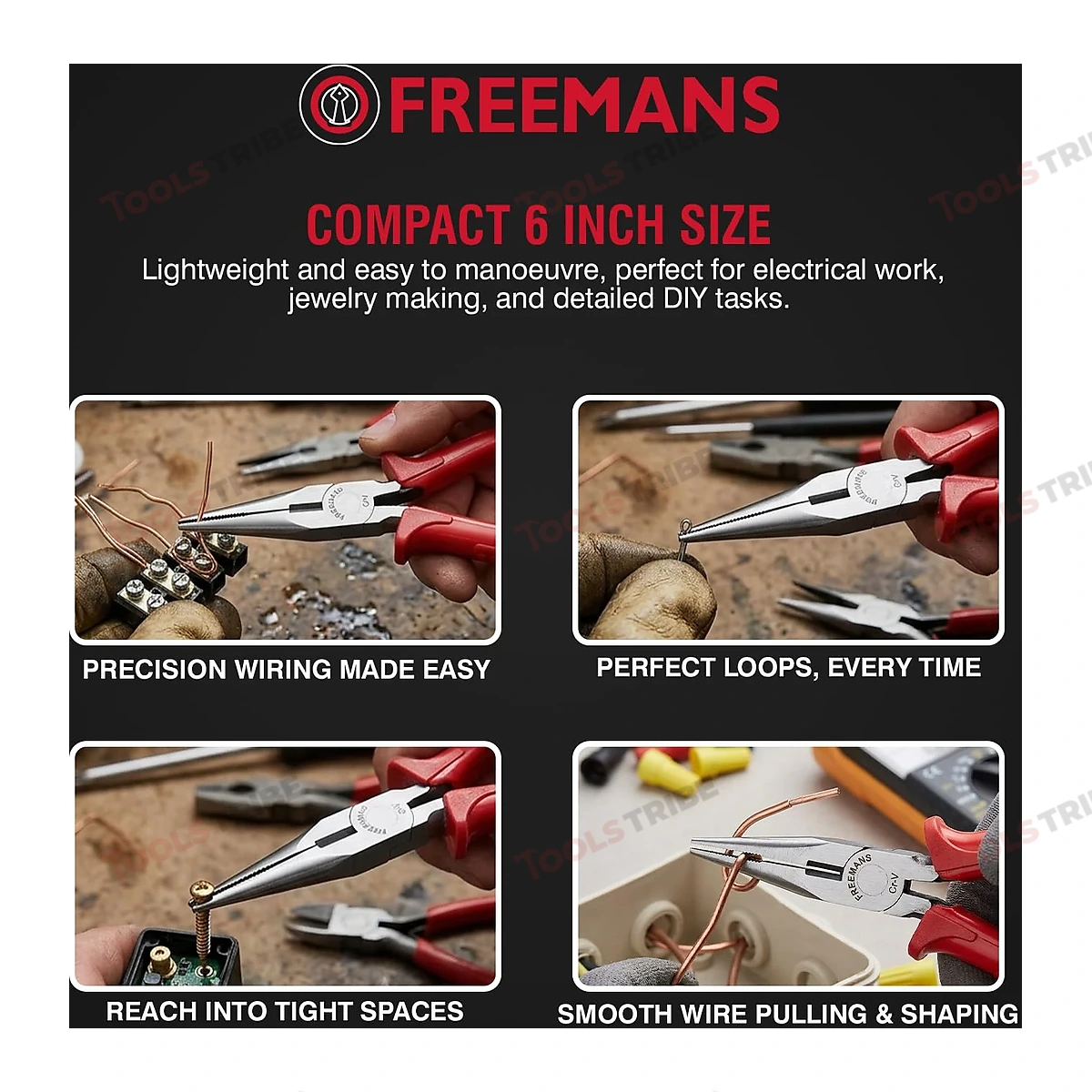 FREEMANS LNP06 Long Nose Plier With Cellulose Acetate Sleeve - 6 inch/150mm