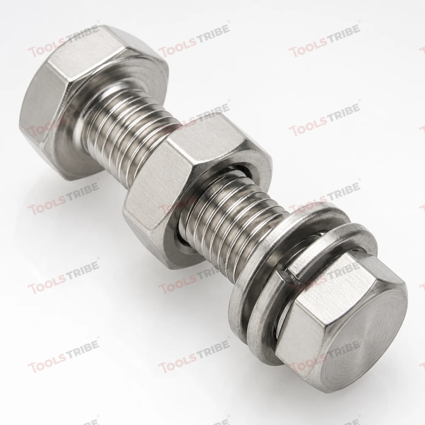 SS 304 Hex Bolt M12 x 100mm, Fully Threaded Stainless Steel Fastener (Pack of 10)