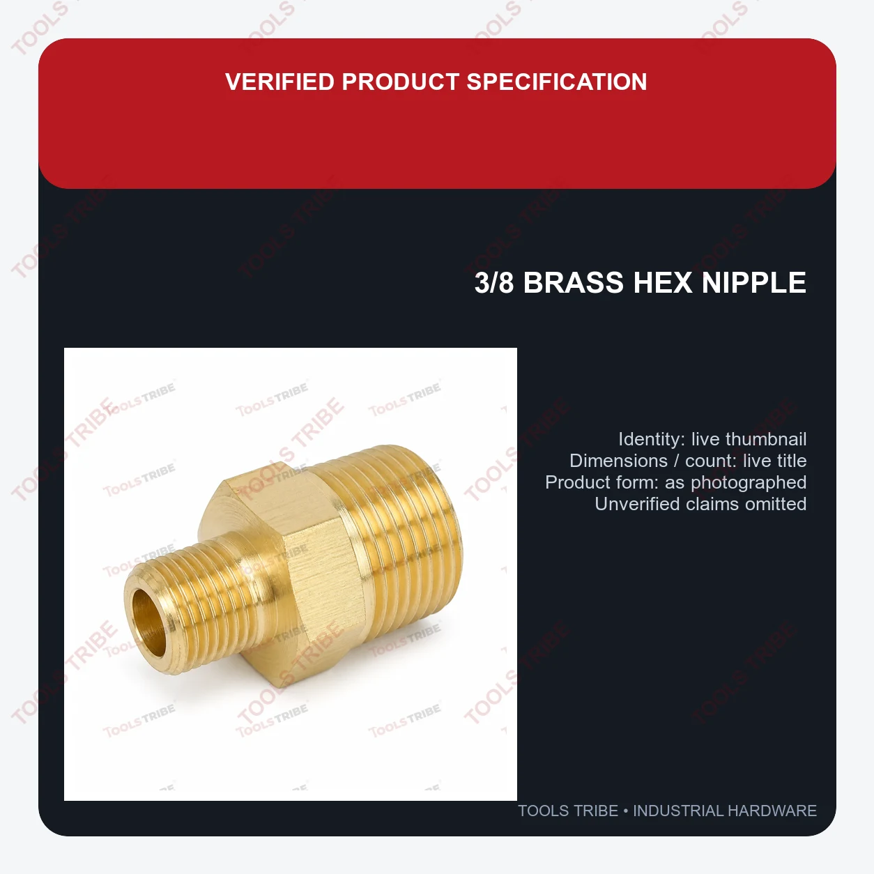 3.8 BRASS HEX NIPPLE