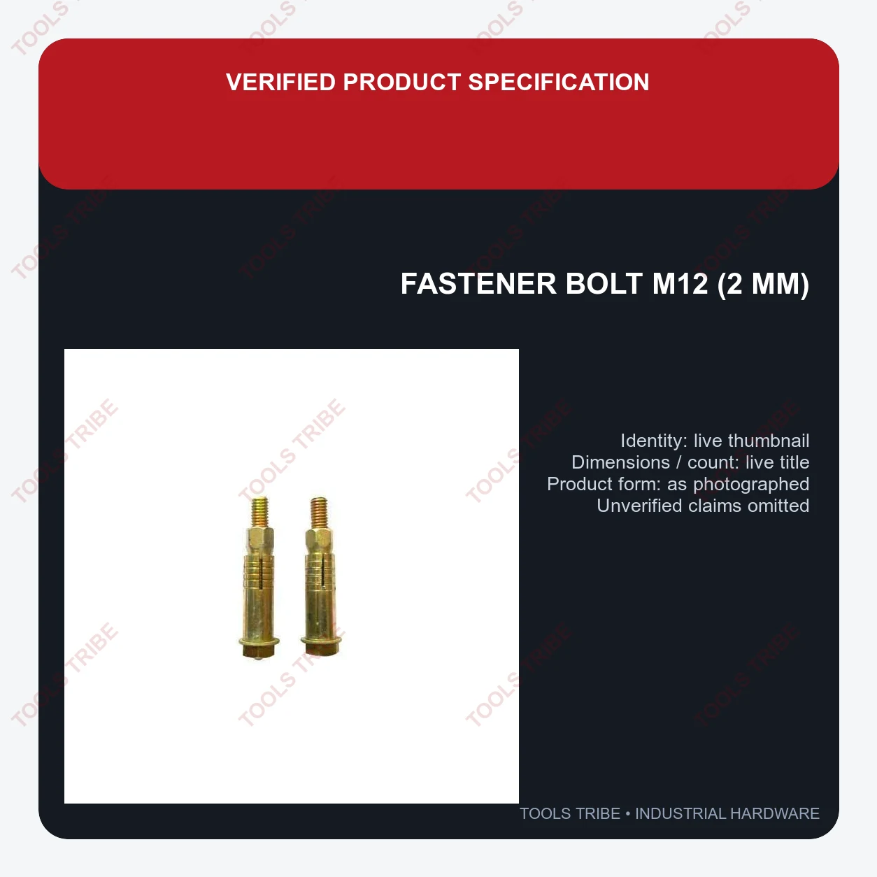 Anchor Fasteners BOLT M12 (2MM)