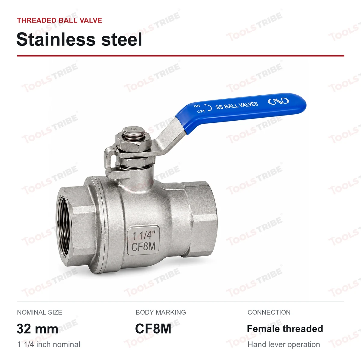 SS  BALL VALVE THREADED (32 MM)