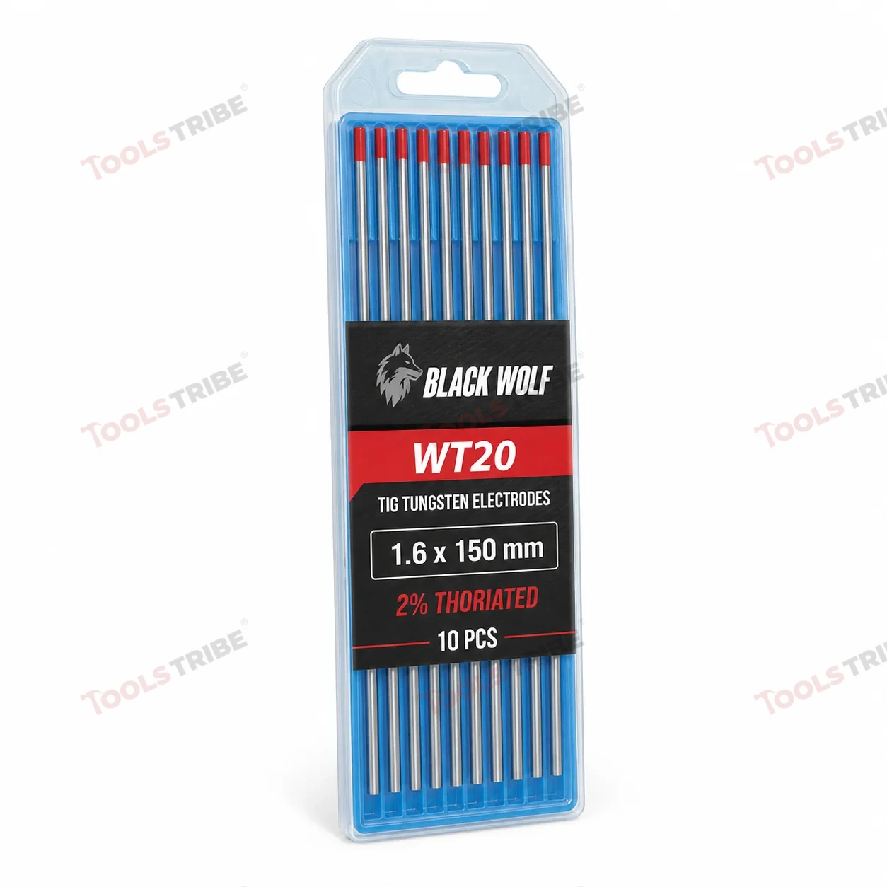 Tungsten Electrode WT20 (TIG Welding Rod) 2% Thoriated Red Tip, 1.6mm x 150mm (1/16 Inch) - Pack of 10