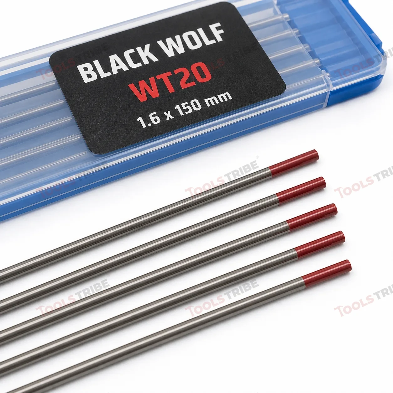 Tungsten Electrode WT20 (TIG Welding Rod) 2% Thoriated Red Tip, 1.6mm x 150mm (1/16 Inch) - Pack of 10