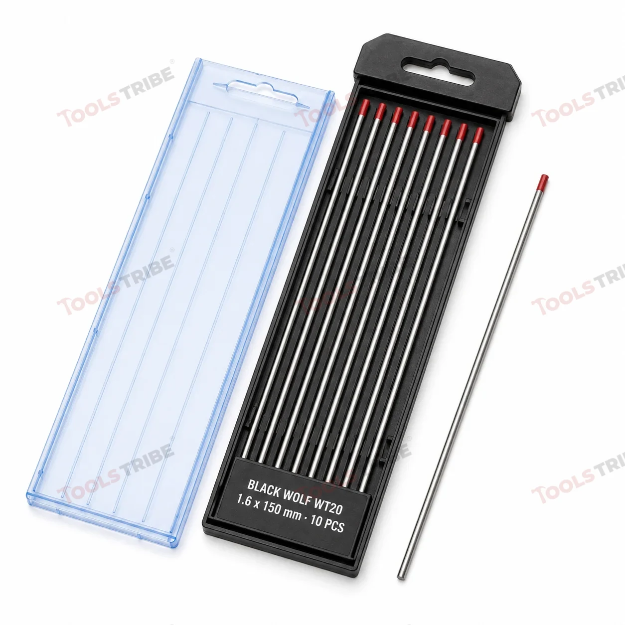 Tungsten Electrode WT20 (TIG Welding Rod) 2% Thoriated Red Tip, 1.6mm x 150mm (1/16 Inch) - Pack of 10