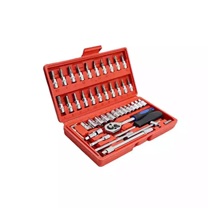 Hillgrove HGCM55M1 46 Pcs 6.35 mm (1/4 inch) CRV Ratchet Socket Spanner Set with Screwdriver Set
